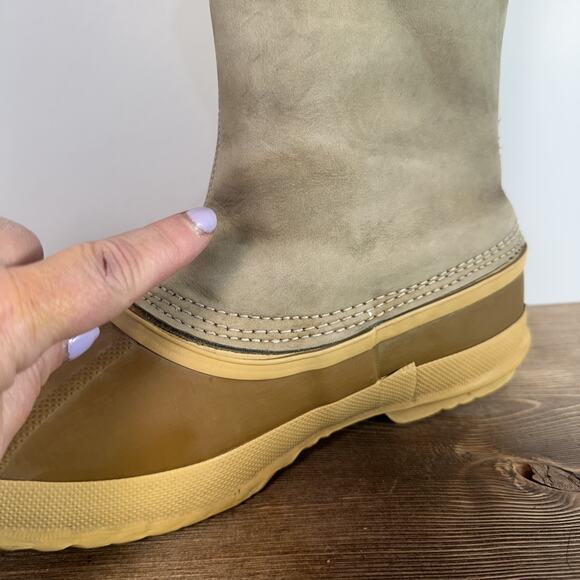 VTG Sorel Kaufman Pawnee Boots Mens 8 Canada Leather Rubber Pac Winter Pull On main image 4